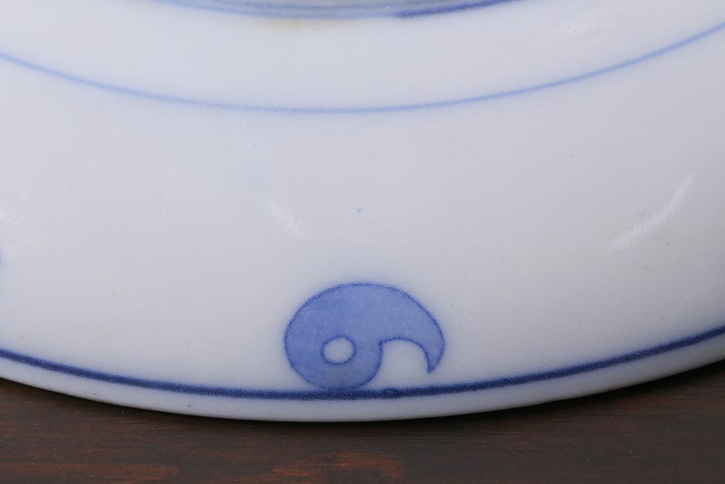 アンティーク雑貨　大正期　花蝶図　五寸　印判皿2枚セット(中皿)(R-037836)