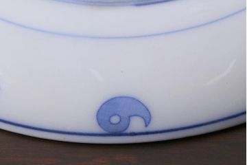 アンティーク雑貨　大正期　花蝶図　五寸　印判皿2枚セット(中皿)(R-037836)