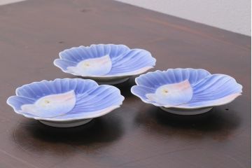 アンティーク雑貨　オールド香蘭社　金彩花蝶図　小皿3枚(変形皿)(R-037838)