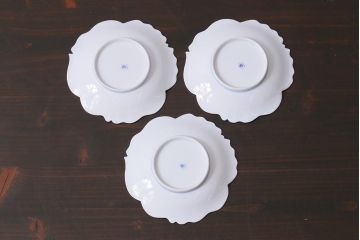 アンティーク雑貨　オールド香蘭社　金彩花蝶図　小皿3枚(変形皿)(R-037838)