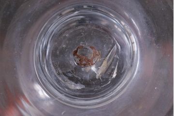 アンティーク雑貨　古民具・骨董　大正期　赤縁氷コップ2点(ペア・吹きガラス)(R-037843)