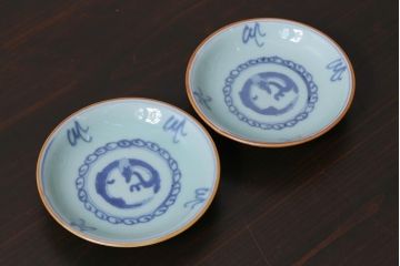 アンティーク雑貨　江戸期　萬歴年製　小皿2枚(和食器)(R-037847)