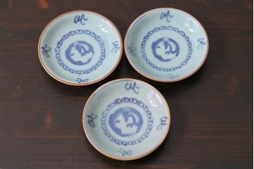 アンティーク雑貨　江戸期　萬歴年製　小皿3枚(和食器)(R-037848)