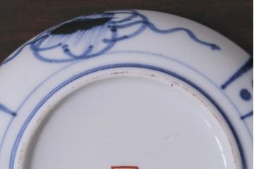アンティーク雑貨　江戸期　角福　染付小皿2枚セット(和食器)(R-037850)