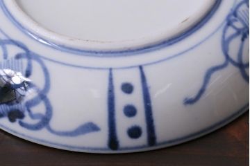 アンティーク雑貨　江戸期　角福　染付小皿2枚セット(和食器)(R-037850)