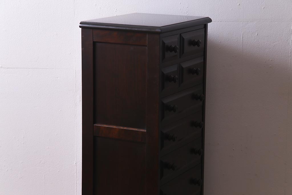 中古　北海道民芸家具　特注品!　縦型タイプが取り入れやすい整理箱(チェスト)(R-037853)