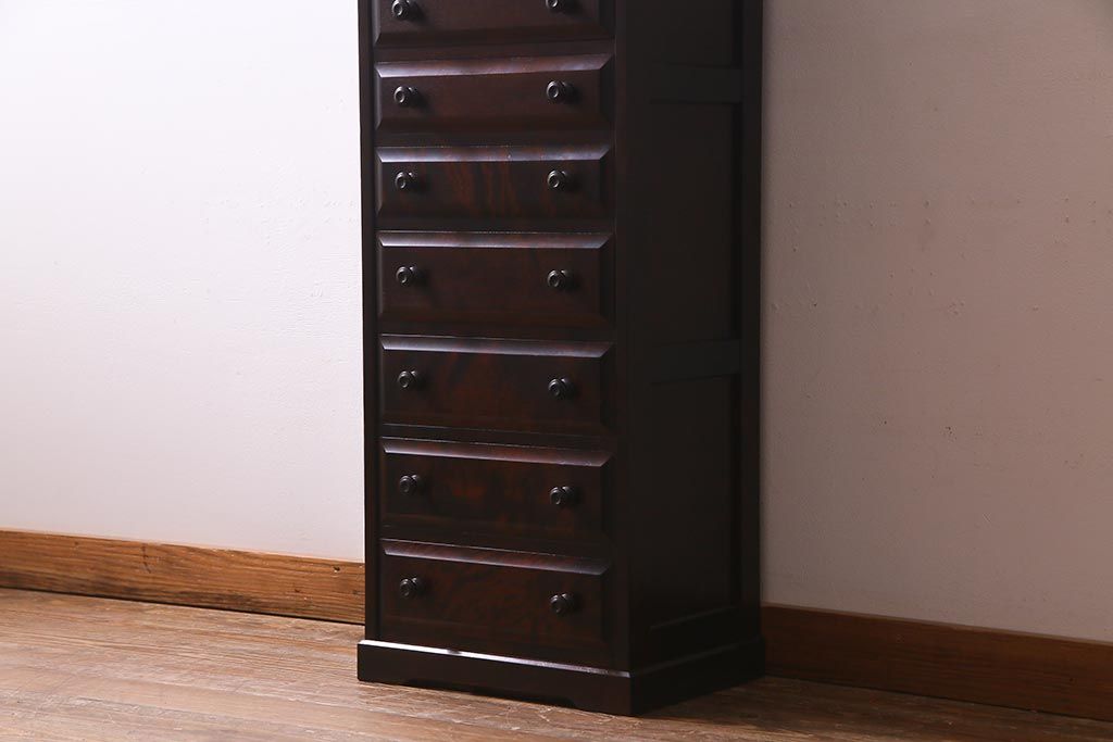 中古　北海道民芸家具　特注品!　縦型タイプが取り入れやすい整理箱(チェスト)(R-037853)