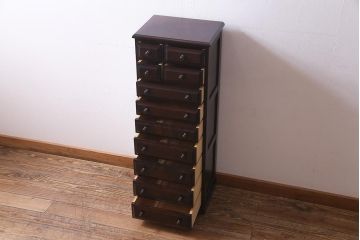 中古　北海道民芸家具　特注品!　縦型タイプが取り入れやすい整理箱(チェスト)(R-037853)