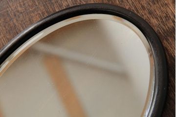 アンティーク雑貨　昭和初期　黒檀材　上品な大人の雰囲気漂う手鏡(ハンドミラー)(R-037859)