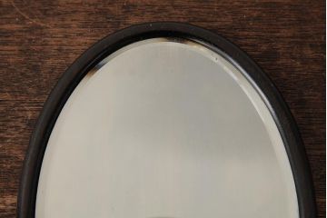 アンティーク雑貨　昭和初期　黒檀材　上品な大人の雰囲気漂う手鏡(ハンドミラー)(R-037859)