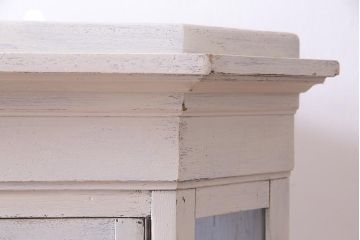 ペイント家具　イギリスアンティーク　上手物!　オーク材　凝ったつくりのコーナーキャビネット(飾り棚、収納棚、戸棚)(R-037870)