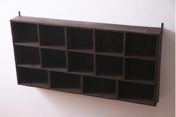 ラフジュ工房オリジナル　古材リメイク家具　スタイリッシュな収納が叶う壁掛けマス目棚(壁掛け収納棚、ウォールラック)(R-037871)