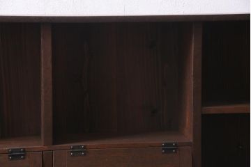 ラフジュ工房オリジナル　古材リメイク　パタパタ扉付き　味わい深い古材の質感が魅力のウォールシェルフ(壁掛け収納棚、ウォールラック、マス目棚)(R-037872)