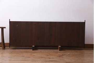 ラフジュ工房オリジナル　古材リメイク　パタパタ扉付き　味わい深い古材の質感が魅力のウォールシェルフ(壁掛け収納棚、ウォールラック、マス目棚)(R-037872)