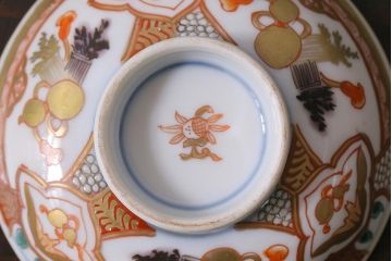 アンティーク雑貨　江戸期　色絵蓋付茶碗3個(伊万里)(R-037873)