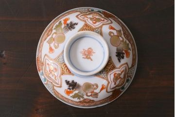 アンティーク雑貨　江戸期　色絵蓋付茶碗3個(伊万里)(R-037874)