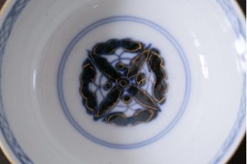 アンティーク雑貨　江戸期　色絵蓋付茶碗3個(伊万里)(R-037874)