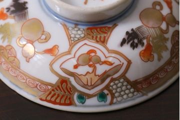 アンティーク雑貨　江戸期　色絵蓋付茶碗3個(伊万里)(R-037874)