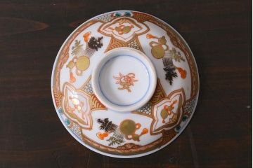 アンティーク雑貨　江戸期　色絵蓋付茶碗2個(伊万里)(R-037875)