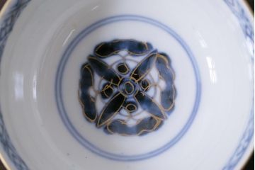 アンティーク雑貨　江戸期　色絵蓋付茶碗2個(伊万里)(R-037875)