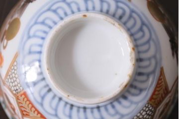 アンティーク雑貨　江戸期　色絵蓋付茶碗2個(伊万里)(R-037875)
