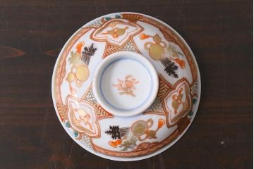 アンティーク雑貨　江戸期　色絵蓋付茶碗2個(伊万里)(R-037876)