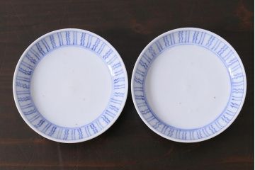 アンティーク雑貨　江戸明治期　染付蓋茶碗2個(R-037877)