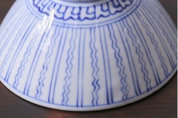 アンティーク雑貨　江戸明治期　染付蓋茶碗3個(R-037878)