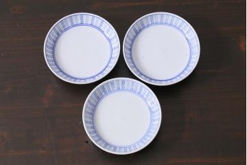 アンティーク雑貨　江戸明治期　染付蓋茶碗3個(R-037878)
