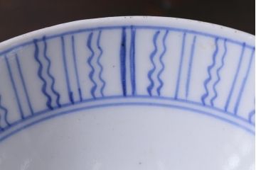 アンティーク雑貨　江戸明治期　染付蓋茶碗3個(R-037878)