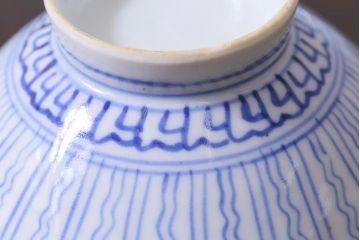 アンティーク雑貨　江戸明治期　染付蓋茶碗3個(R-037878)