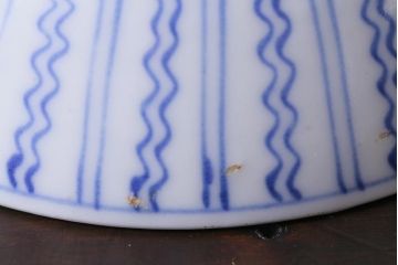 アンティーク雑貨　江戸明治期　染付蓋茶碗3個(R-037878)