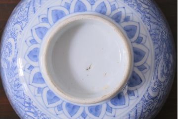 アンティーク雑貨　大正期　龍文　印判蓋茶碗3点セット(R-037882)