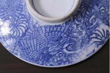 アンティーク雑貨　大正期　龍文　印判蓋茶碗3点セット(R-037883)