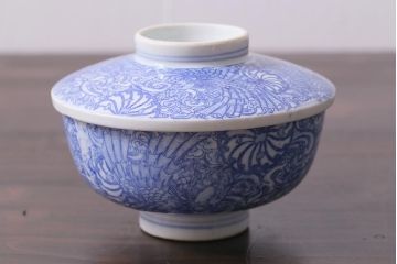 アンティーク雑貨　大正期　龍文　印判蓋茶碗3点セット(R-037883)
