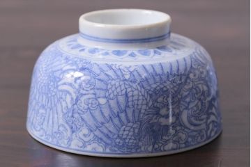 アンティーク雑貨　大正期　龍文　印判蓋茶碗3点セット(R-037884)