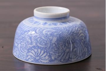 アンティーク雑貨　大正期　龍文　印判蓋茶碗3点セット(R-037884)