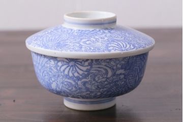 アンティーク雑貨　大正期　龍文　印判蓋茶碗3点セット(R-037884)