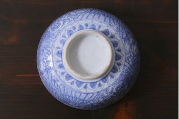 アンティーク雑貨　大正期　龍文　印判蓋茶碗3点セット(R-037885)
