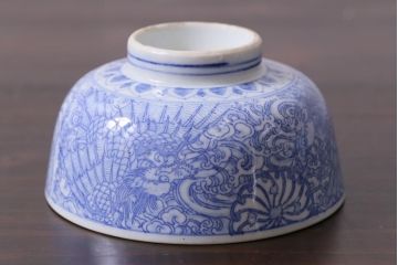 アンティーク雑貨　大正期　龍文　印判蓋茶碗3点セット(R-037885)