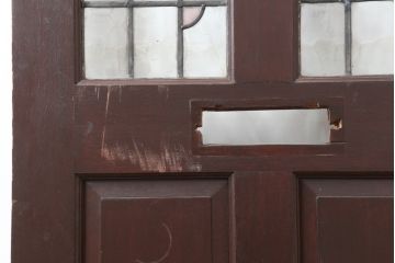 アンティーク建具　イギリスアンティーク　ステンドグラスがおしゃれな木製ドア(扉、建具)(R-037888)