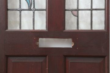 アンティーク建具　イギリスアンティーク　ステンドグラスがおしゃれな木製ドア(扉、建具)(R-037888)