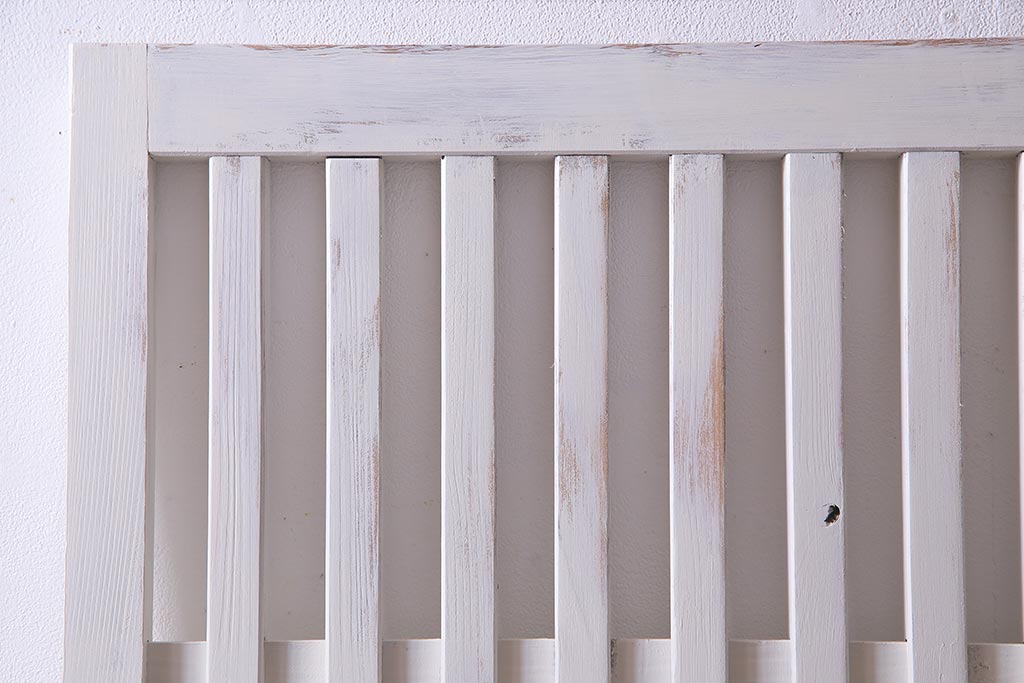 アンティーク建具　ホワイトペイントが爽やかな荒格子戸1枚(引き戸、建具)(R-037889)