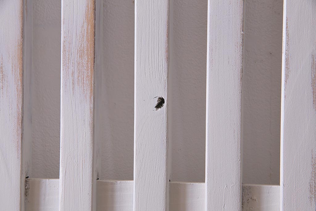 アンティーク建具　ホワイトペイントが爽やかな荒格子戸1枚(引き戸、建具)(R-037889)