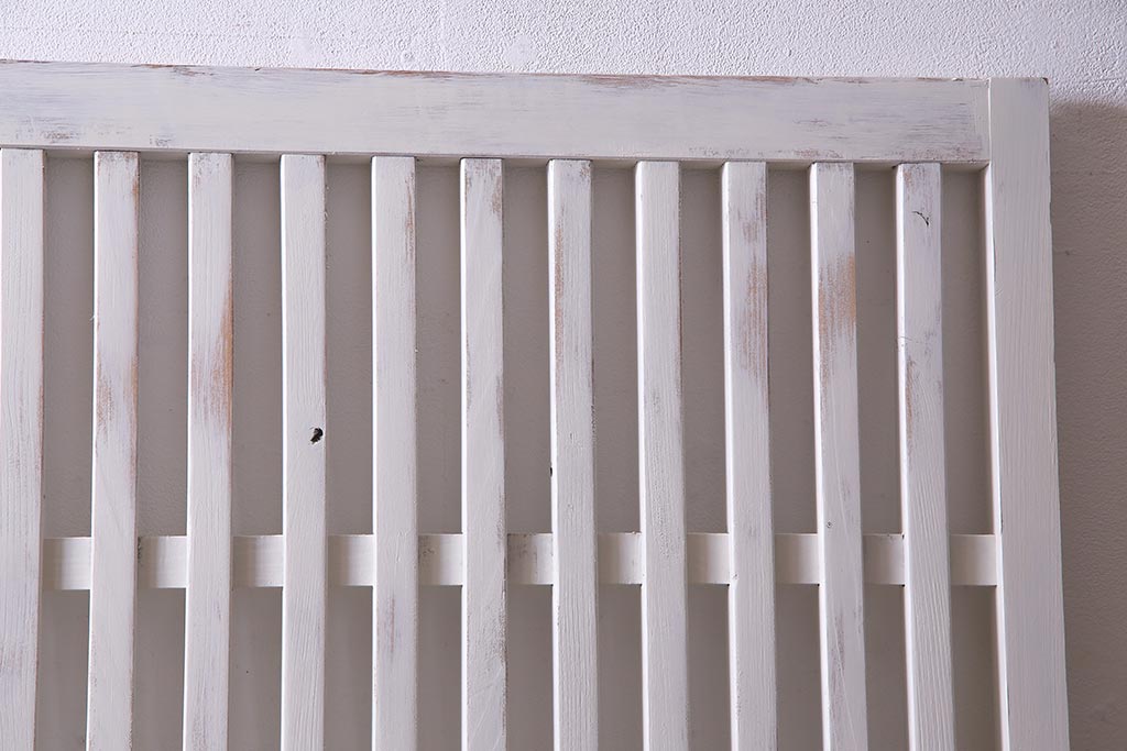アンティーク建具　ホワイトペイントが爽やかな荒格子戸1枚(引き戸、建具)(R-037889)