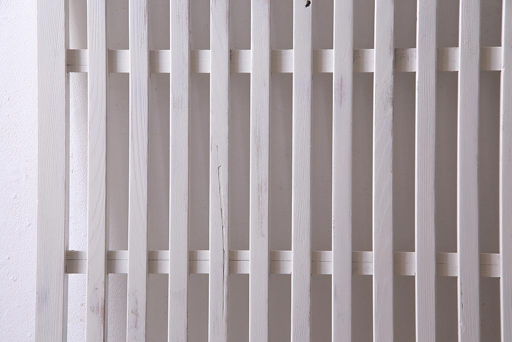 アンティーク建具　ホワイトペイントが爽やかな荒格子戸1枚(引き戸、建具)(R-037889)
