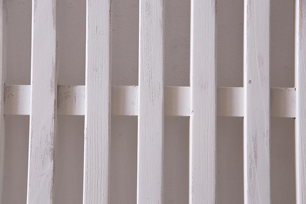 アンティーク建具　ホワイトペイントが爽やかな荒格子戸1枚(引き戸、建具)(R-037889)