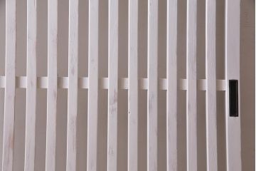 アンティーク建具　ホワイトペイントが爽やかな荒格子戸1枚(引き戸、建具)(R-037889)