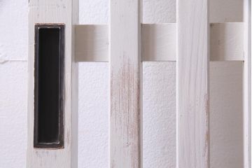 アンティーク建具　ホワイトペイントが爽やかな荒格子戸1枚(引き戸、建具)(R-037889)