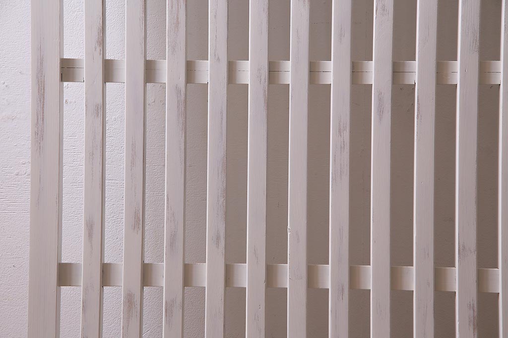 アンティーク建具　ホワイトペイントが爽やかな荒格子戸1枚(引き戸、建具)(R-037889)